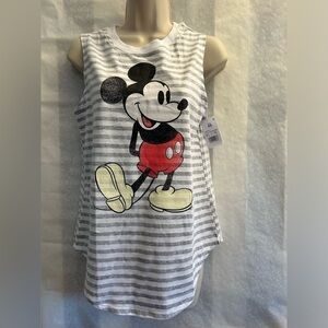 Disney Mickey Mouse striped women’s sleeveless tank top shirt NWT Sz-XS. L10